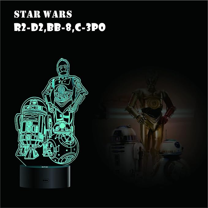 MOSSOM 3D Illusion Star Wars Night Light, 4 Pattern with Timing Function - LED Night Lamp, Christmas & Birthday Gift for Star Wars Fans