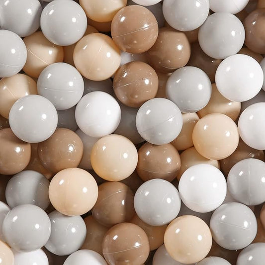 GOGOSO Balls for Ball Pit - Plastic Ball for Toddlers 1-3, Baby Kids Ball Pool Decoration 50 100 200 300 500 1000 (Grey+Coffee+ Beige+White, 50 Balls)