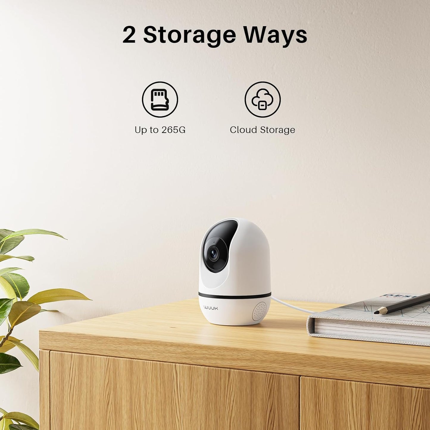 WUUK 4MP Indoor Security Camera, Pan Tilt Cam for Baby Monitor, Wi-Fi Home Security Pet Camera with Night Vision