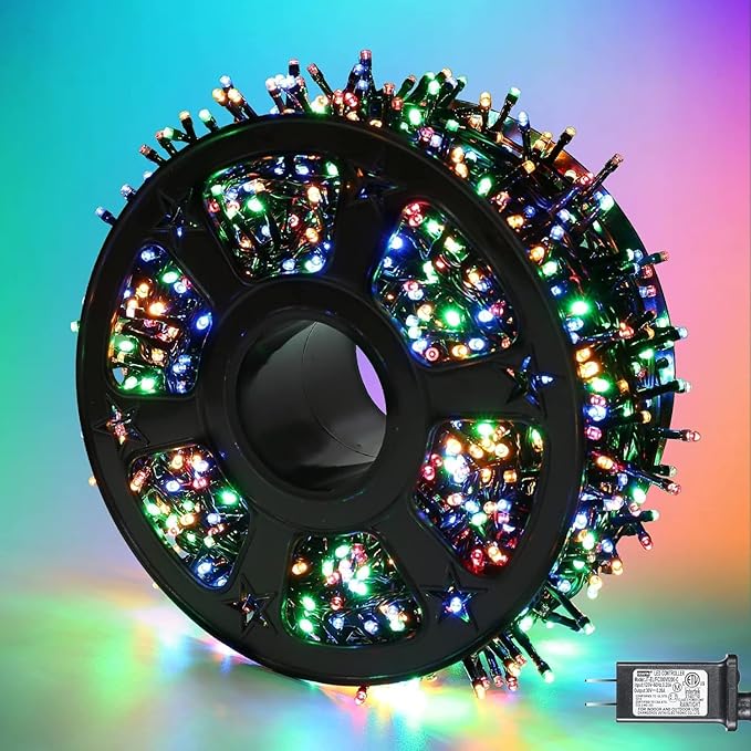 Quntis 164ft 2000 LED Cluster Christmas Lights - Dark Green Wire Christmastree Lights - Multicolor 8 Modes Outdoor Waterproof LED String Lights Plug in for Holiday Wedding Party Home Decor