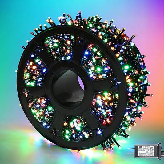 Quntis 164ft 2000 LED Cluster Christmas Lights - Dark Green Wire Christmastree Lights - Multicolor 8 Modes Outdoor Waterproof LED String Lights Plug in for Holiday Wedding Party Home Decor