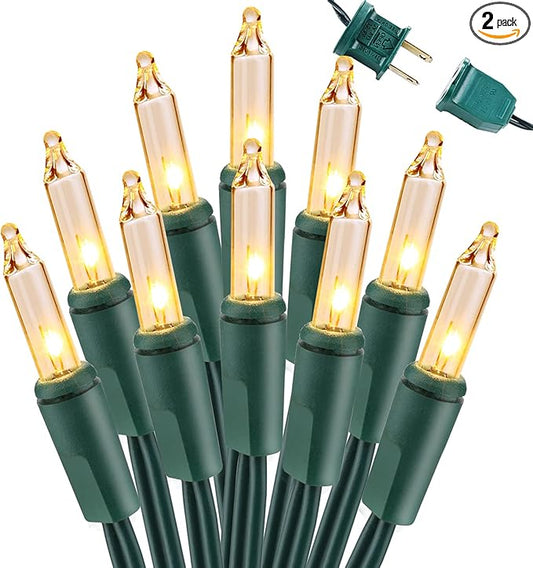Brizled Warm White Incandescent Christmas Lights, 300 Count 69.6ft Connectable, Clear Mini String Lights for Indoor/Outdoor Decor