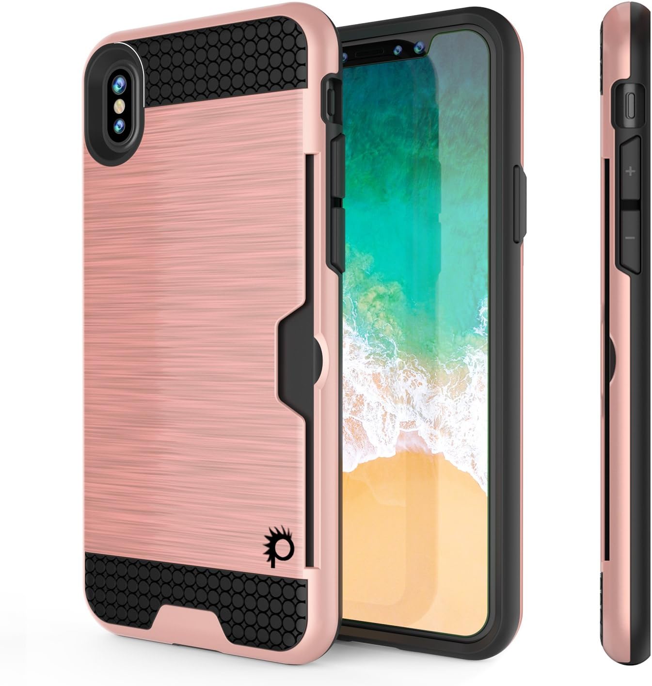 Punkcase for iPhone X Case [Slot Series] - Slim Fit Universal Armor Cover with Integrated Anti-Shock System, Credit