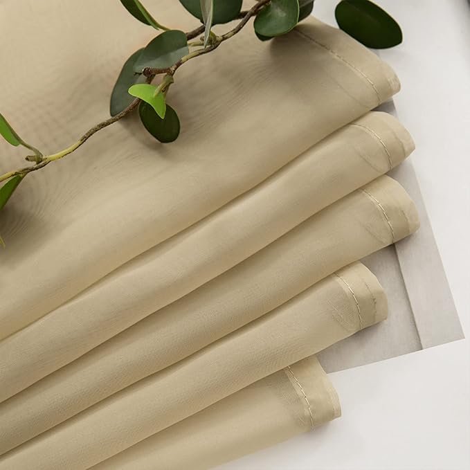 MIULEE Beige Window Scarf Valance for Party - Sheer Curtain Scarf Topper Window Treatment Decorative Drapes for Wedding Arch Ceremony Canopy Bed, Swag Curtain One Panel, 37'' x 216''