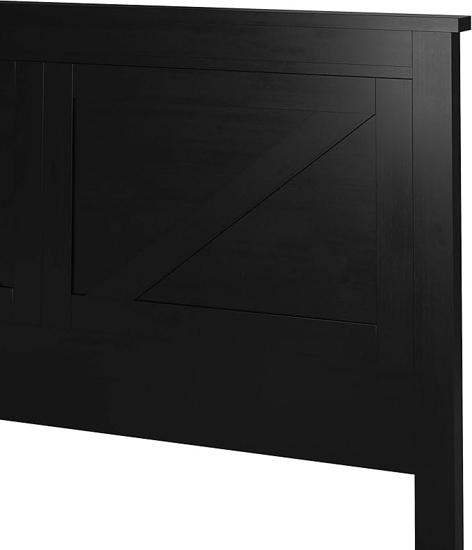 Glenwillow Home Farmhouse Style Wood Panel Headboard in Black - Full Size