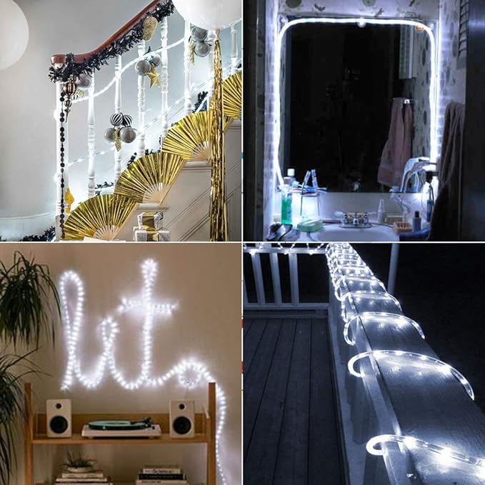 Brizled 18ft 216 LED Rope Lights, 120V ETL Listed Plugin Rope Lights Connectable Daylight White Indoor Outdoor Rope Lights Flexible LED Tube Lights for Holiday, Garden, Yard, Corridor and Patio Decor