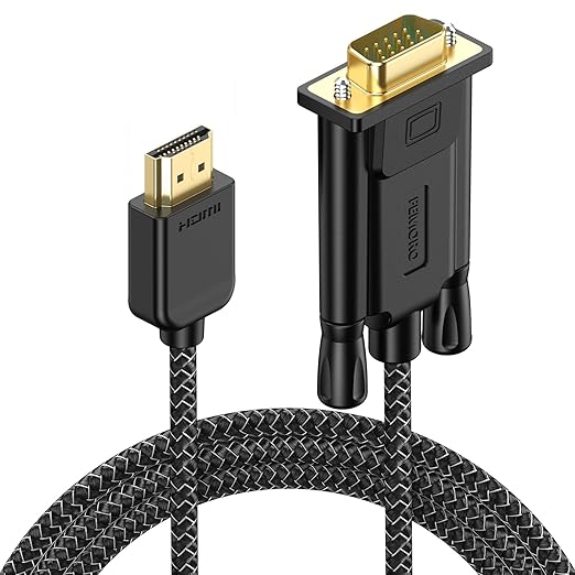 FEMORO HDMI to VGA Cable 6 Feet Male to Male Nylon Braided Cord 1080P@60Hz for Laptop, Desktop Computer PC, Xbox, PS3, Raspberry Pi to Monitor (UniDirectional)