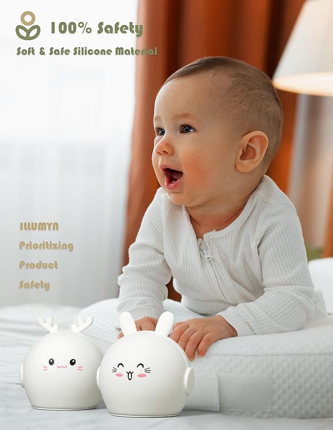 Night Light Kids, Cute Soft Glow Protect Eyes Night Light Bunny Lamp with 30mins Timer Rechargeable Nightlight for Kids Children Women Girls Toddler Bedroom Bedside Livingroom