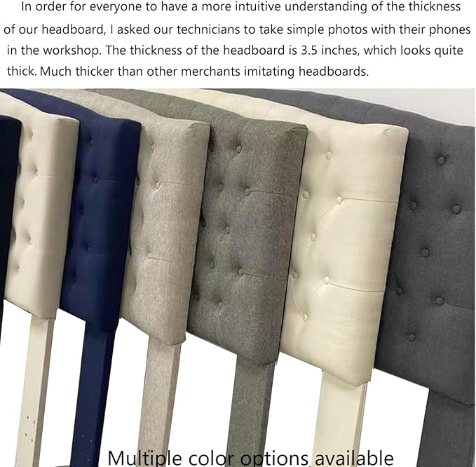 24KF Upholstered Tufted Button Linen Fabric Headboard,Comfortable Fashional Headboard King/CA King Size,Granite