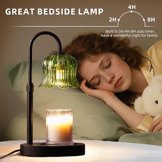 Candle Warmer Lamp with Timer: Heater Lamp for Scented Wax Elegant Home Decor Modern Home Decor Table Lights Green