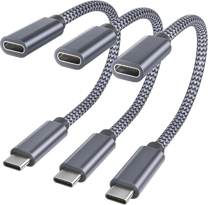 RUXELY USB C Data Blocker for iPhone 16,0.5ft 3Pack Charge Only Type-C Male to Female Defender Cable Protect Against Juice Jacking,USB C Power Connector for Samsung Galaxy S25 S24,iPad Air Mini,Tablet