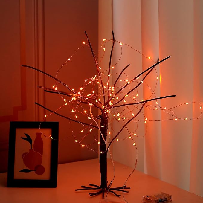 Mikasol Fairy Lights Battery Operated, 4 Pack Mini 3*AAA Battery Powered Copper Wire Led Starry String Lights Firefly Lights for Bedroom, Christmas, Parties, Decoration (5m/16ft Orange)