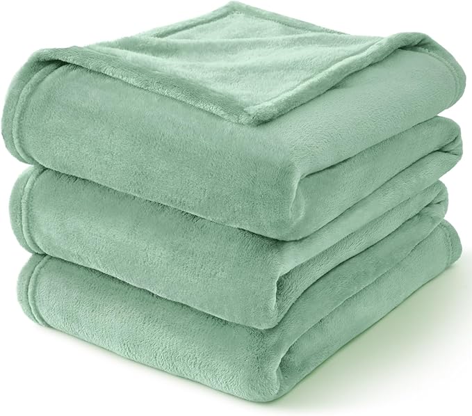 BEDELITE Fleece Blanket Twin Size Dusty Green Throw Blankets for Couch & Bed, Luxury Plush Cozy Fuzzy Blanket 60x80 inches, Super Soft Warm Lightweight Throw Blanket for Travel Camping
