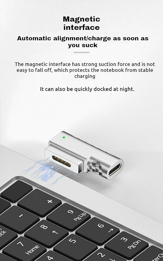 100W PD Quick Charge USB C to Magnetic 2 Adapter Connector Tip, Type-C to Mags 2 Converter with LED Indicator Light for 2013-2015 MacBook Pro Air, Silver