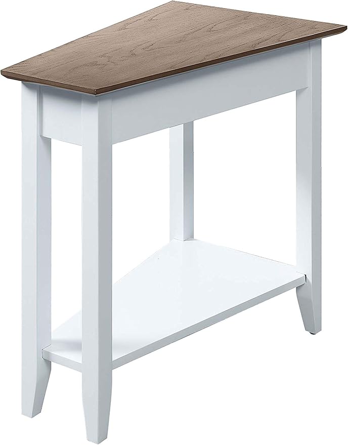 Convenience Concepts American Heritage Wedge End Table 24" - Classic Living Room Table with Storage Shelf,Side Table for Family Room, Bedside Table, Driftwood