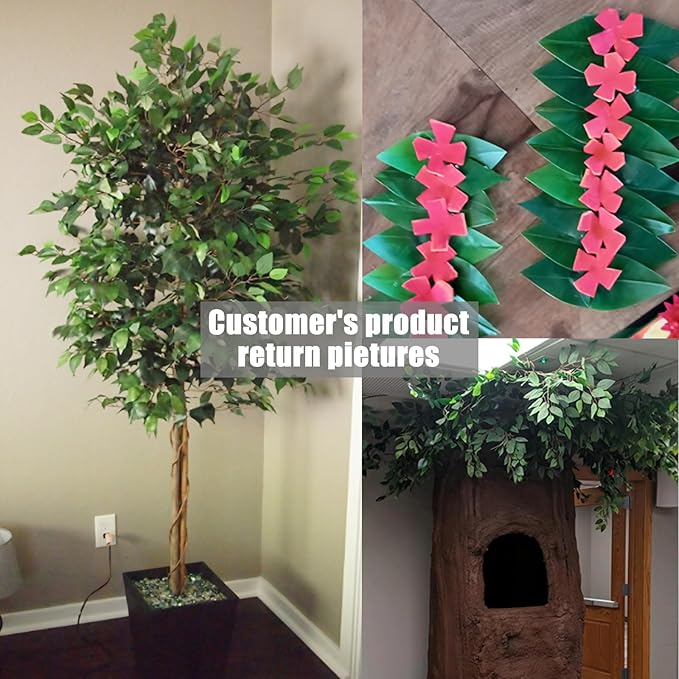 GTIDEA 24PCS Artificial Ficus Leaves Branches Faux Ficus Tree Branches Artificial Greenery Silk Floral Arrangement for Benjamina Tree DIY Wedding Bouquet Summer Wreath Wall Decor (24.04 Inch)