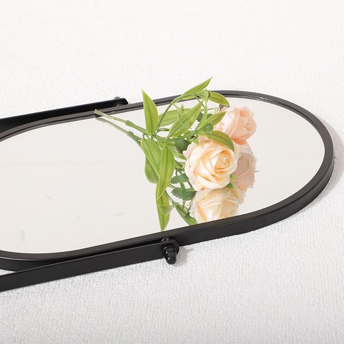 Metal Stand Adjustable Makeup Vanity Mirror Portable Black Desktop Mirror with 180° Rotation Desk Mirrors for Dressing Room,Bedroom, Bathroom,Tabletop