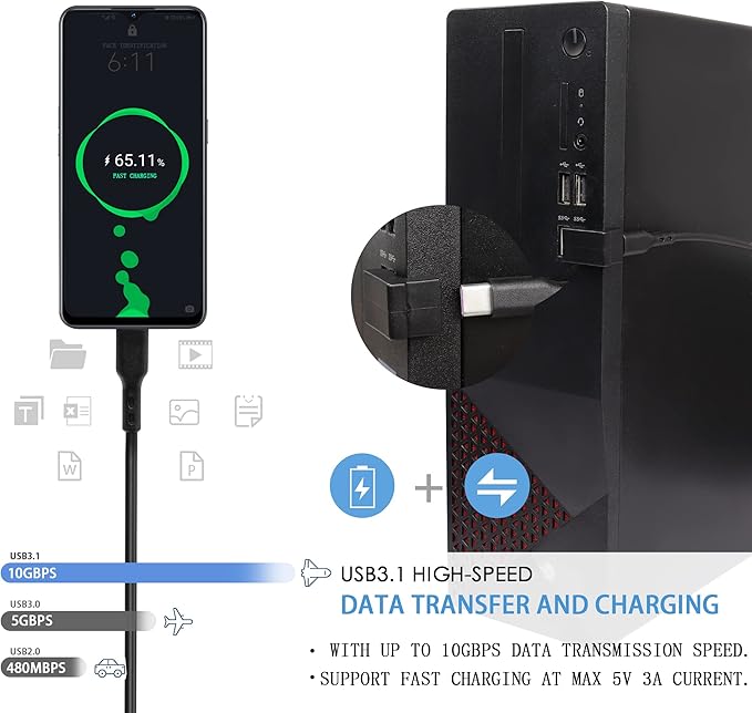 QIANRENON U-Shape USB 3.1 to USB C Adapter 180 Degree USB A3.1 Male to Type C Female Coupler Connector 10Gbps Support Data Transfer OTG 2Pcs