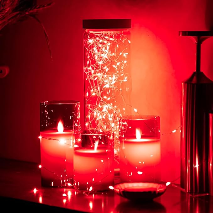 12 Pack Red Battery Operated String Lights, 7ft 20 Led Waterproof Copper Wire Firefly Starry for DIY Wedding Party Bedroom Christmas