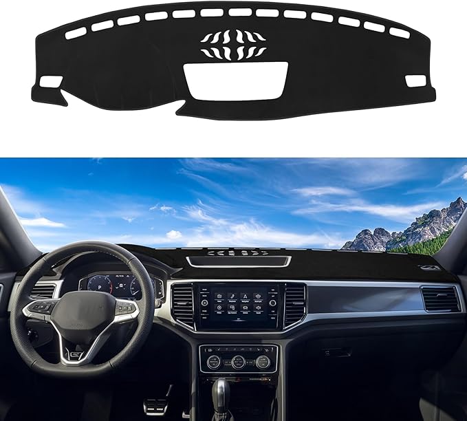 Dashboard Cover Mat Custom Fit for Atlas 2018-2023 VW Atlas Cross Sport Dash Cover Nonslip Dash Mat Protector Sunshade No Glare Black