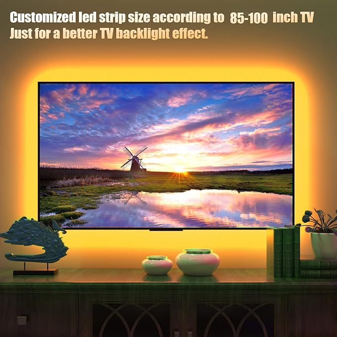 maylit Tv Led Backlight, 22.3ft Led Strip Lights for 85-100in Tv, Tv Lights kit with Remote, RGB Bias Lighting for Room Decor