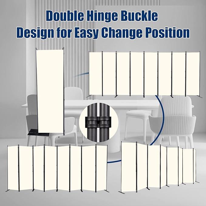 Room Divider 6FT Portable Room Dividers and Folding Privacy Screens, 176'' W Fabric Divider for Room Separation, 8 Panel Partition Room Dividers Freestanding Wall Divider Screen for Dorm Studio Office