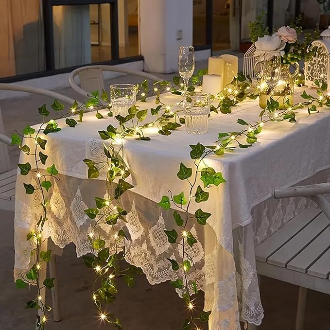 RECUTMS Artificial Ivy Vines 250 FT with 300 LED String Light Leaf Garland Fake Hanging Plants for Long Leaves Greenery Room Garden Office Wedding Wall Shower Patio Outdoor Indoor Decor (36 Pack)