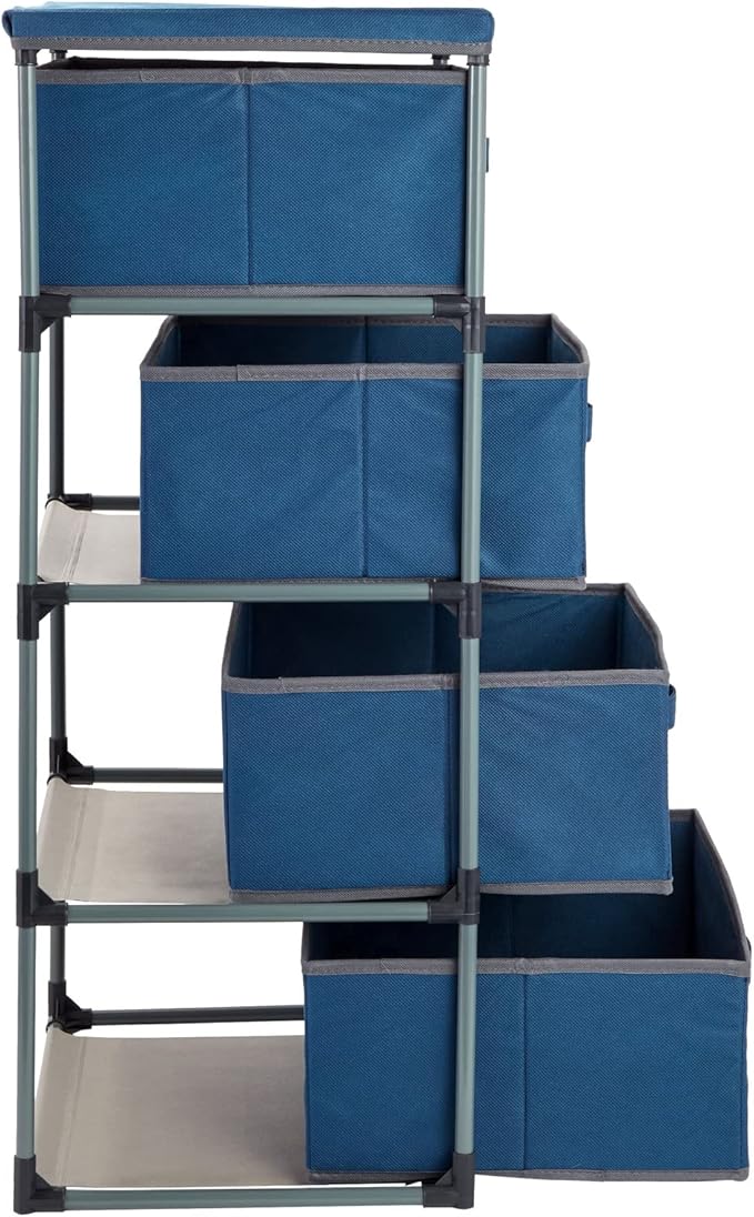Juvale 4-Tier Tall Dresser with Drawers - 16.5 x 13 x 33 in, Navy Blue - Fabric Storage Drawers & Closet Organizer - Kids Dresser & Bedroom Storage