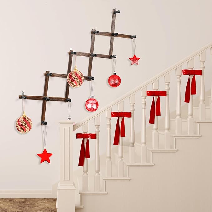 WGFKVAS Accordion Wall Hanger with 14 Hooks - 2Pcs Expandable Coat Rack Wall Mount - Wood Wall Hanger for Baseball Caps, Coats & Bags, Coffee Mug, Jewelry