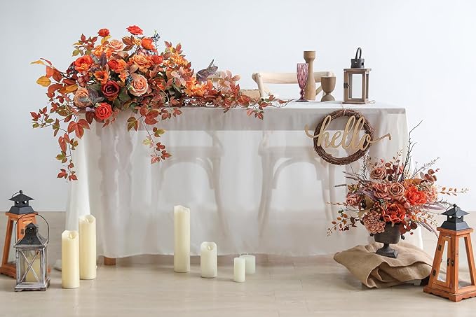 Orange Artificial Flowers Combo Box Set Fall Silk Flowers Fake Rose for DIY Floral Arrangements Wedding Bouquets Centerpieces Baby Shower Party Home Decorations