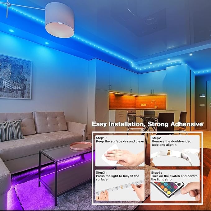 dalattin Led Lights for Bedroom 400ft, Smart Led Strip Lights with App Control Remote, RGB LED Light Strips, 24V Led Strip Lights for Room and Holiday Decoration(4 Rolls of 100ft)