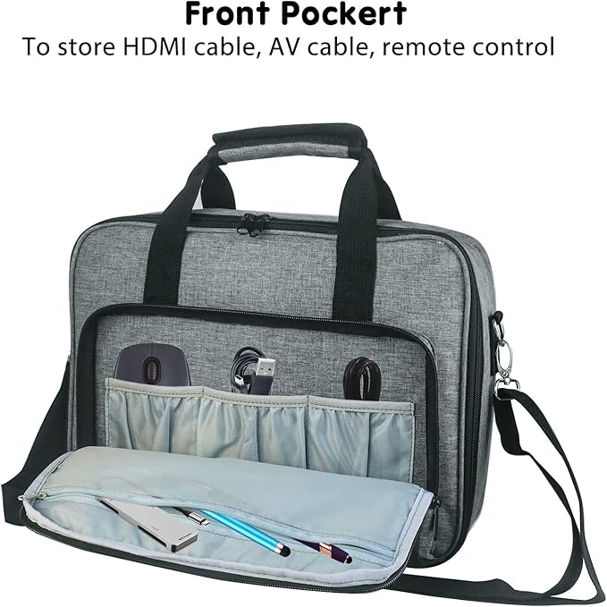 Projector Carrying Case with Accessories Pockets Projector Travel Bag Projector Storage Bag Projector Organizer Projector Carrier for Epson/BenQ/ViewSonic and Other Brand Projector