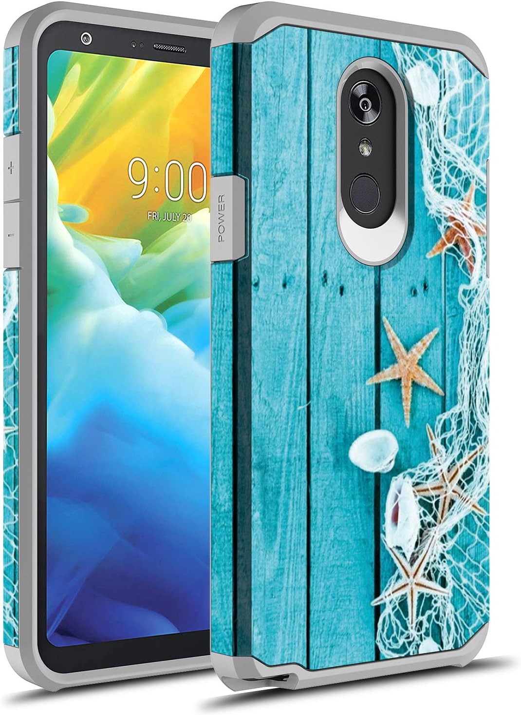 Rosebono Compatible Case for LG Stylo 5 / Stylo 5 Plus - Slim Hybrid Dual Layer Shockproof Hard Cover (Starfish)