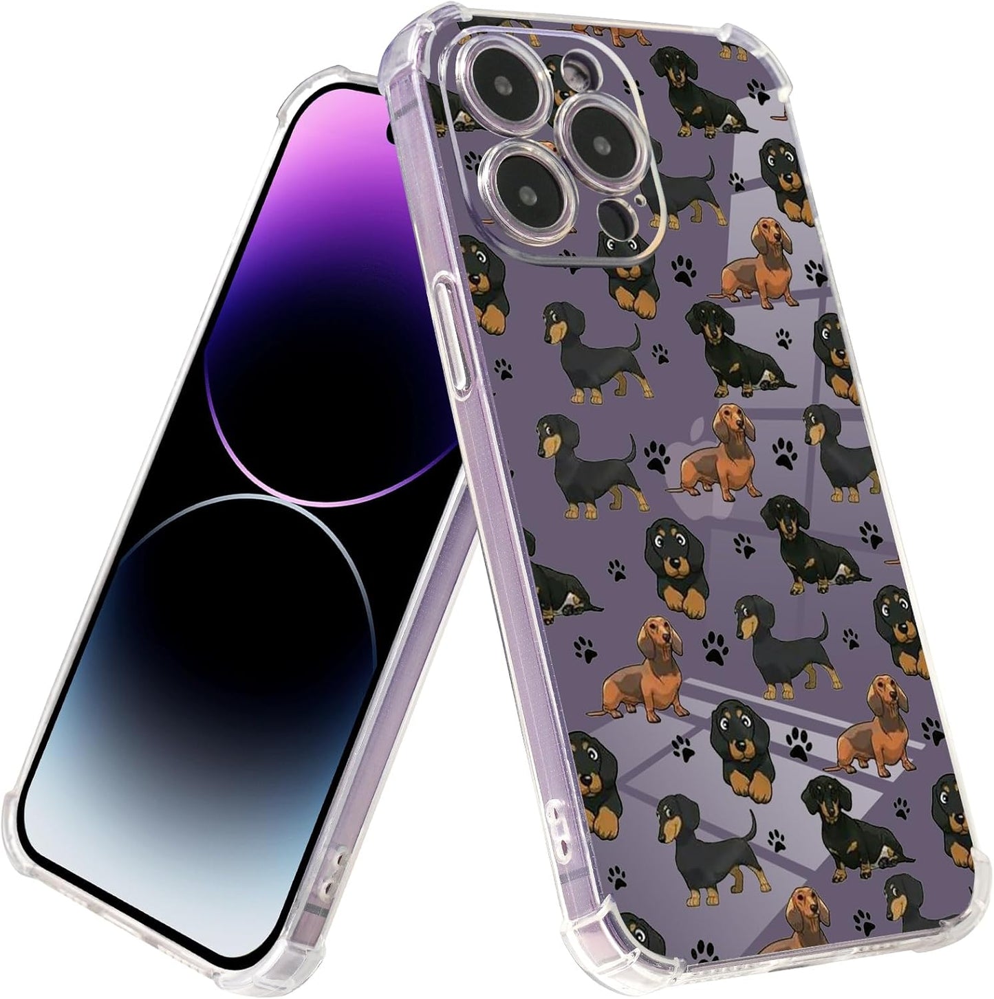 Roemary Puppy Case for iPhone 12 Mini, Clear Dachshunds Paws Design with Screen Protector [Buffertech 6.6 ft Drop