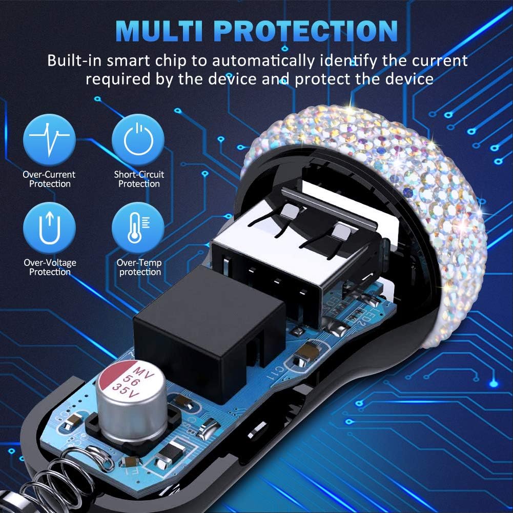Dual USB Car Charger Quick Charge 3.0 - Fast Charging Adapter Compatible for iPhone 11/11 Pro/Max and Samsung S10