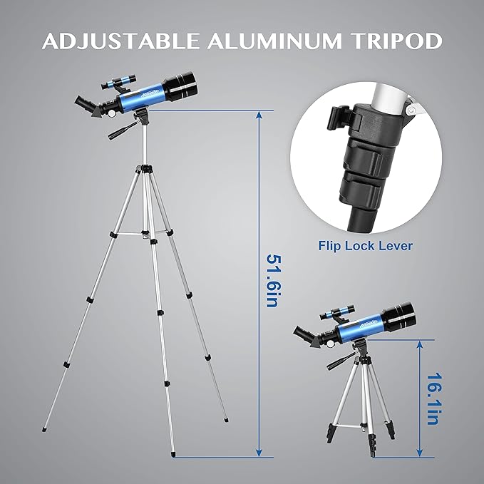 AOMEKIE 40070 Telescopes for Astronomy Beginners and Adults 70mm Astronomical Telescopes with Adjustable Tripod K6/25 Eyepieces Phone Adapter