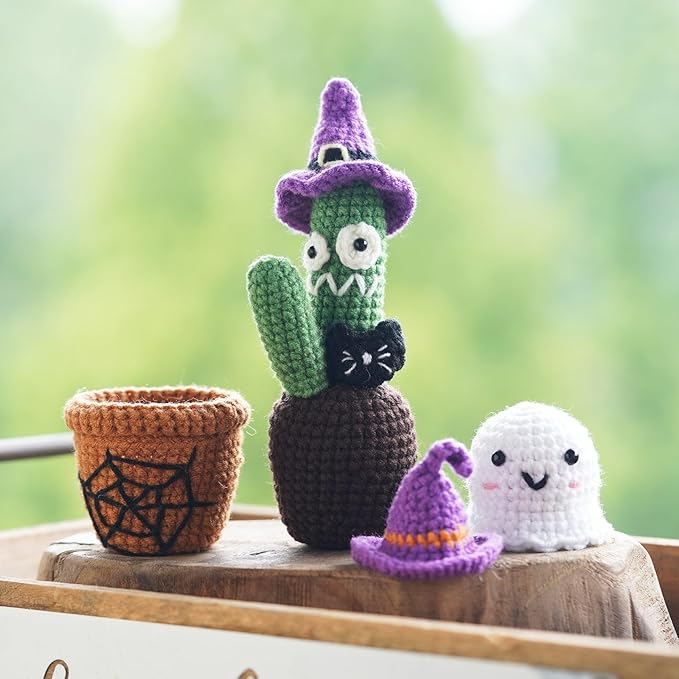 Wizardi Amigurumi DIY Crochet Kit - Halloween Plants with Ghost F07N8-M226