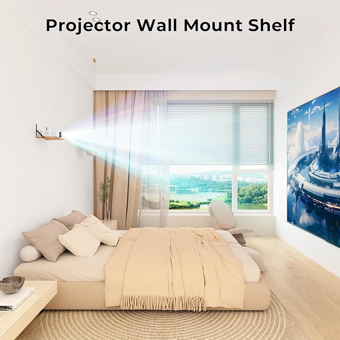 Projector Wall Mount Shelf, 11.81" x 7.87" Floating Shelf for Projector, Router, Modem, Cable Box, Xbox, PS5 - Sturdy Projector Mount Rack Holder Stand