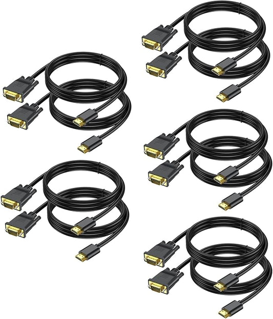 HDMI to VGA Cable 3 Feet 10-Pack, HDMI to VGA (Male to Male) 1080P HD Video Cord Compatible for Computer, Desktop, Laptop, PC, Monitor, Projector, HDTV and More (NOT Bidirectional)