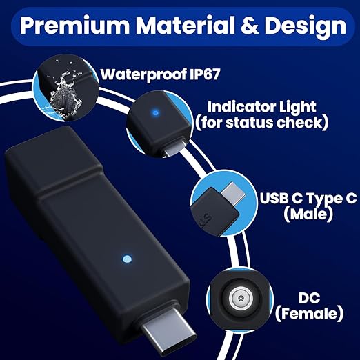Starlink Mini Cable Adapter, USB C to DC Adapter Power Cable Adapters for Starlink Mini, USB C Male to DC Female for Power Cord Work with 20V/65W, 20V/100W, 28V/140W PD Power Source, Black