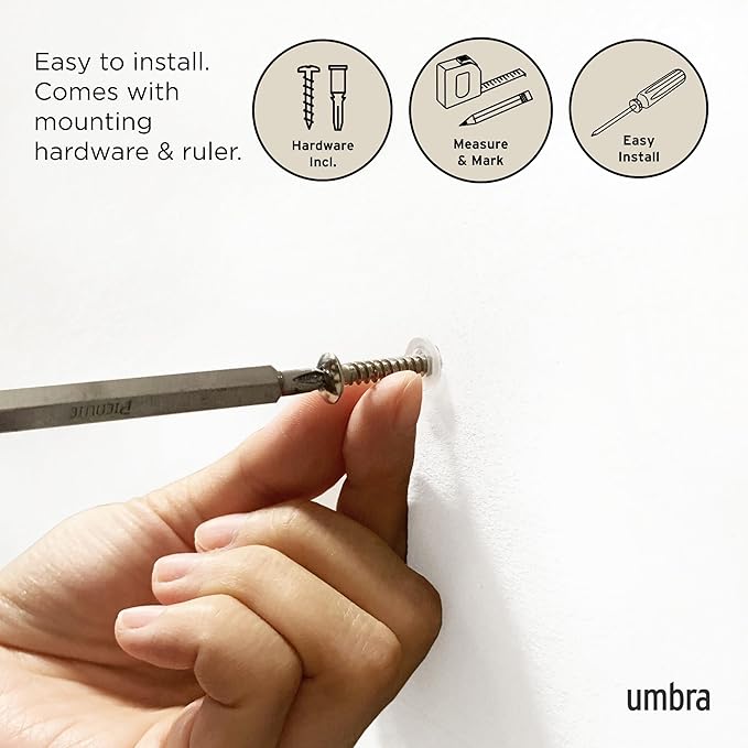 Umbra Flip Wall-Mounted Coat Rack Rail Hook for Hats, Jackets, Bags and More – Modern, Space-Saving Storage Organizer for Entryway, Mudroom, Closet, Bathroom, Bedroom, Kids Room, or Nursery, 5 Hooks,