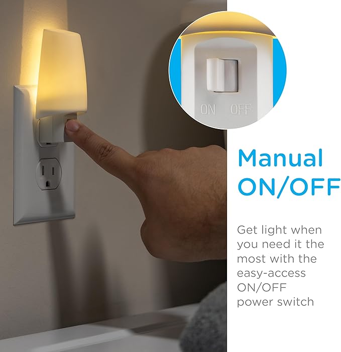 Lights by Night LED Night Light, Plug-in Manual On/Off Warm White, Sunrise Sunset Ideal Nightlight for Bedroom, Bathroom, Nursery, Hallway, Kitchen, 44941