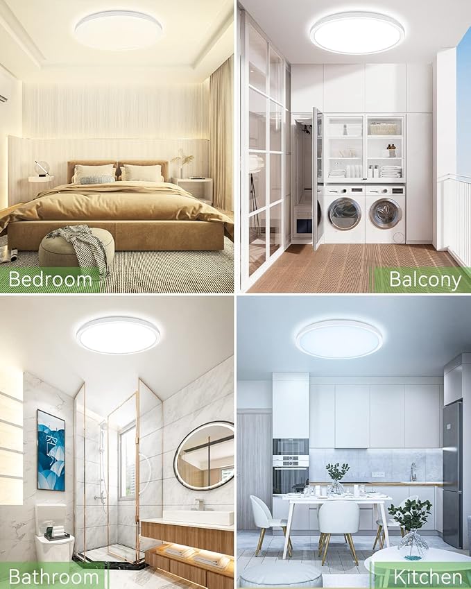 zemty 23 Inch LED Flush Mount Ceiling Light, Super Slim 56W 5040lm LED Ceiling Light, 3 Color Temperature in One 3000k/4500k/6000K Round Light Fixture for Bedroom, Kitchen, Dining Room (White)