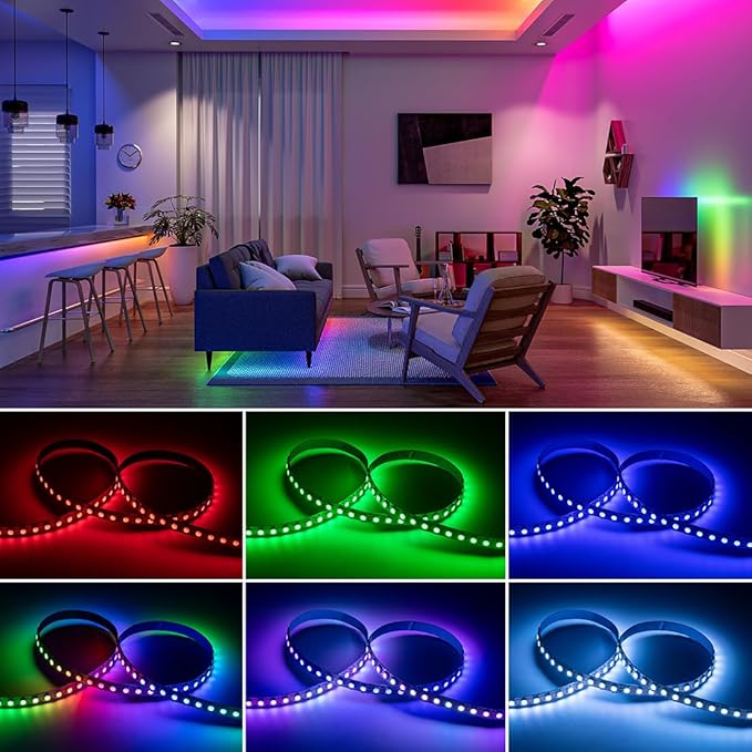 BTF-LIGHTING WS2812B RGB ECO LED Strip, Chasing Effects 5050SMD Individually Addressable 3.3FT 100 (2x50) Pixels/m Flexible Dream Color IP30 for Bedroom DIY Projects DC5V (No Adapter or Controller)