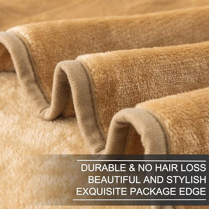 Polar Fleece Throw Blankets Travel Size for The Bed Extra Soft Brush Fabric Super Warm Sofa Throw Blanket 50" x 61"(Camel Travel)