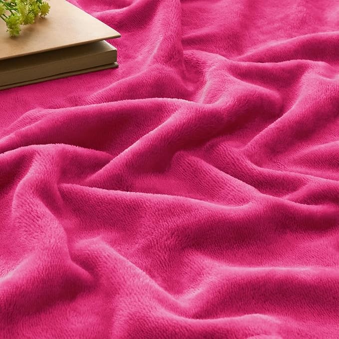 BEDELITE Fleece Blanket Hot Pink Throw Blanket for Couch & Bed, Luxury Plush Cozy Fuzzy Blanket 50" x 70", Super Soft Warm Lightweight Fall Throw Blanket for Travel Camping