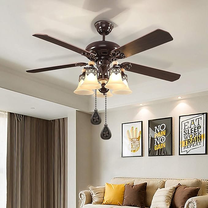 Vinaco Bronze Ceiling Fan Pull Chain Set, Decorative Fan Pull Chain Extension with Pendant, 12 Inches Pull-Chains for Fans and Light with 3MM Ball Bead Chain, 2 Pack Fan Light Pull-Chain Extension