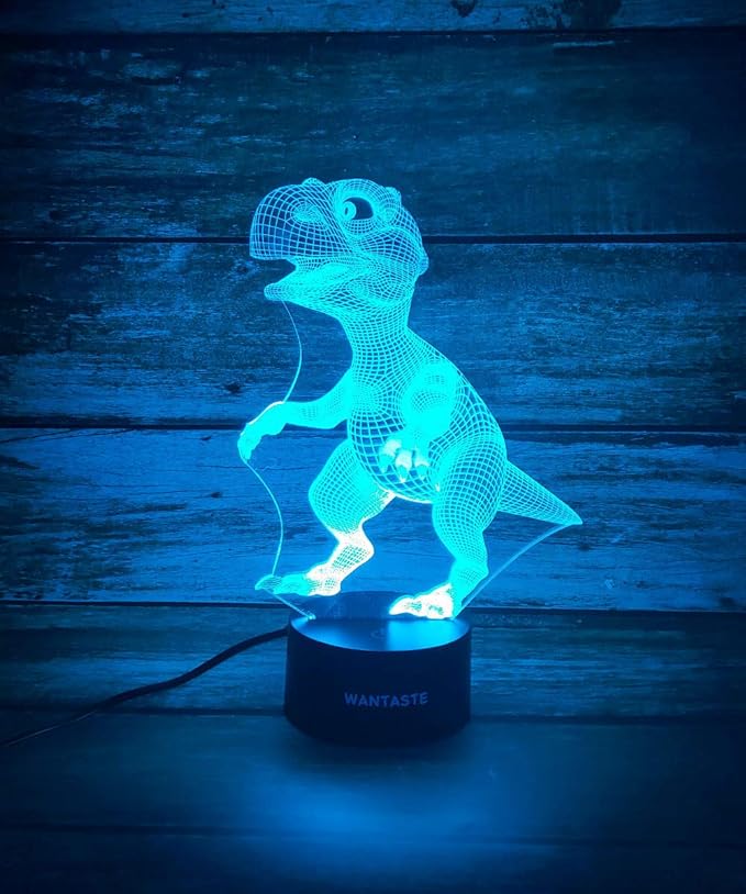 Dino 3D Decor Lamp with Remote, Dinosaur Toys for Girls Boys Room, 7 Colors Changing Night Light Bedside Gifts for Kids Baby