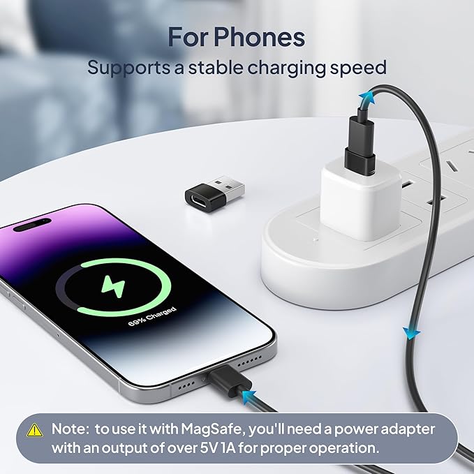 Basesailor for iPhone 17 Air Car Adapter 3Pack,USB to USB C Charger Converter,Type C Female to A Male for New Apple 17e 16e 15 Pro Max Plus,iWatch 11,Airpods 4/Pro 3,iPad mini 7,Samsung Galaxy S26 A55