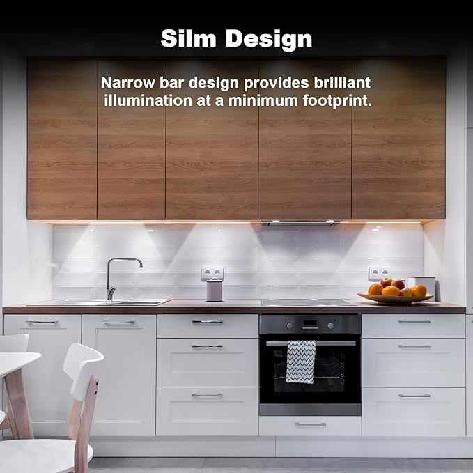 Under Counter Lights for Kitchen, 3 Packs x 12 Inch Dimmable LED Under Cabinet Lighting, Cold White 6000K, Plug-in Under Cabinet Lights with Memory Function